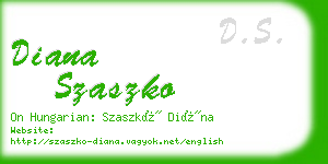 diana szaszko business card